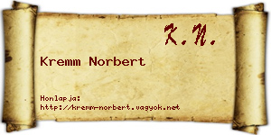 Kremm Norbert névjegykártya